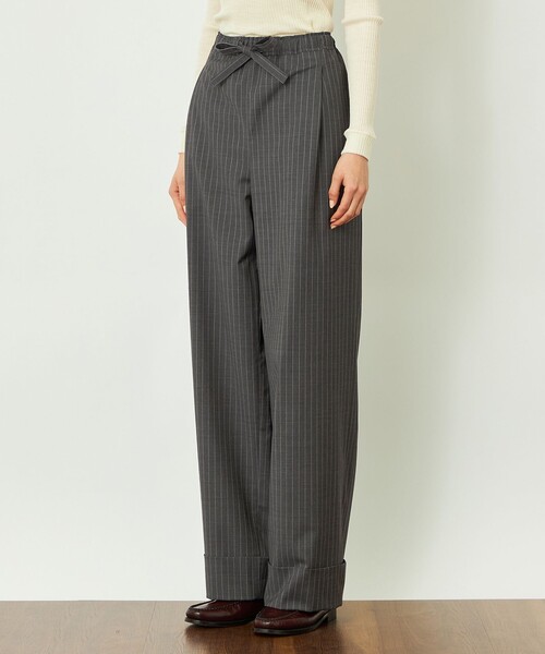 MACKINTOSH PHILOSOPHY（ﾏｯｷﾝﾄｯｼｭ ﾌｨﾛｿﾌｨｰ）の「GREY LABEL ウールストライプイージーパンツ（その他パンツ・レディース・チャコールグレー/ネイビー・2/6）」の8枚目の写真