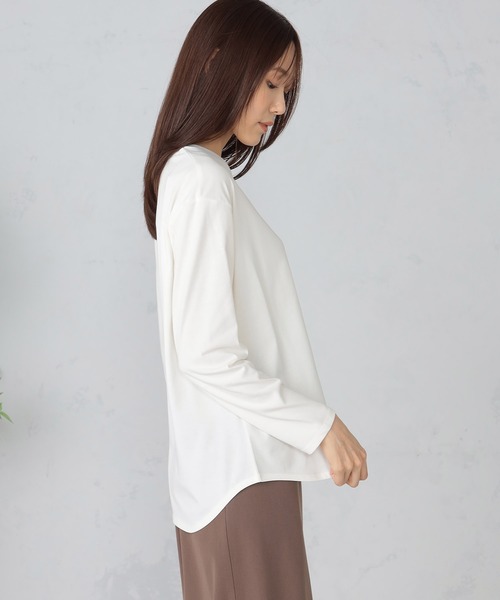 GALLORIA（ギャローリア）の「フロッキーロゴプリントTシャツ（Tシャツ/カットソー・レディース・チャコールグレー/ホワイト・S/M/L/LL）」の4枚目の写真