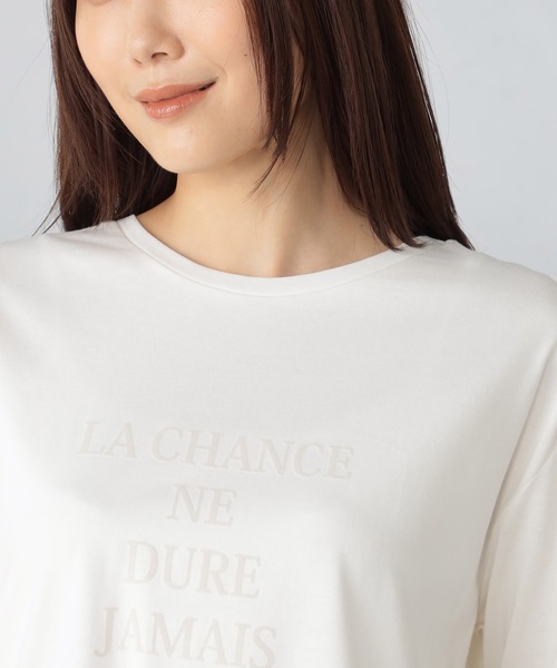 GALLORIA（ギャローリア）の「フロッキーロゴプリントTシャツ（Tシャツ/カットソー・レディース・チャコールグレー/ホワイト・S/M/L/LL）」の3枚目の写真