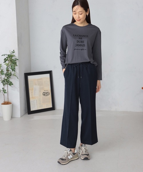 GALLORIA（ギャローリア）の「フロッキーロゴプリントTシャツ（Tシャツ/カットソー・レディース・チャコールグレー/ホワイト・S/M/L/LL）」の8枚目の写真