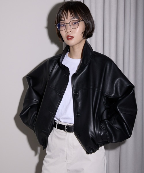 leimn(レイムン)の「2WAYフェイクレザージャケット(ブルゾン・レディース・ブラック・M)」の2枚目の写真