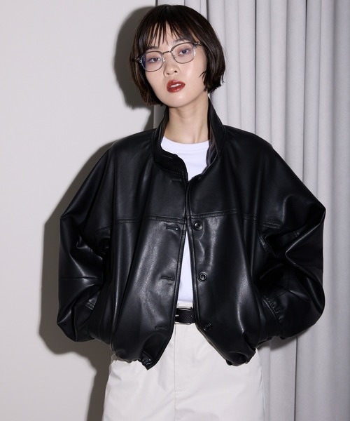 leimn(レイムン)の「2WAYフェイクレザージャケット(ブルゾン・レディース・ブラック・M)」の4枚目の写真