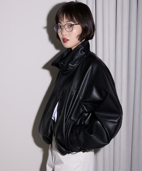 leimn(レイムン)の「2WAYフェイクレザージャケット(ブルゾン・レディース・ブラック・M)」の5枚目の写真