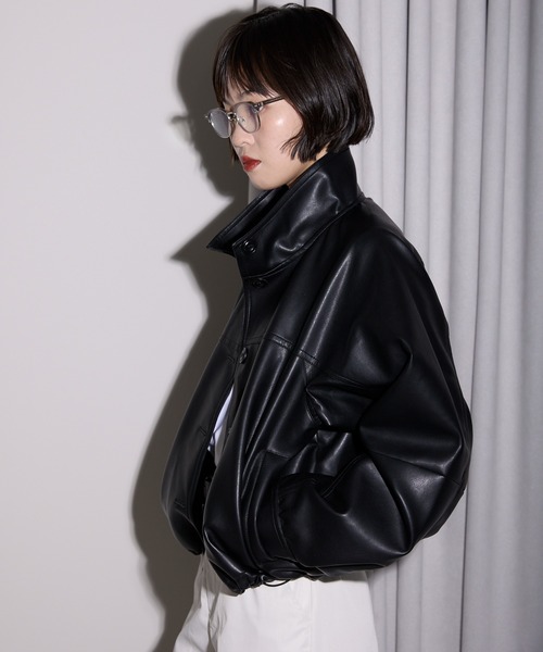 leimn(レイムン)の「2WAYフェイクレザージャケット(ブルゾン・レディース・ブラック・M)」の6枚目の写真