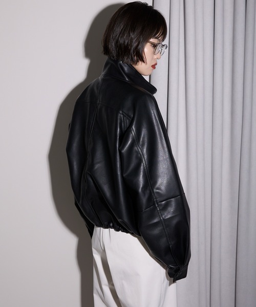 leimn(レイムン)の「2WAYフェイクレザージャケット(ブルゾン・レディース・ブラック・M)」の9枚目の写真