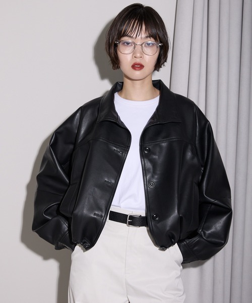 leimn(レイムン)の「2WAYフェイクレザージャケット(ブルゾン・レディース・ブラック・M)」の12枚目の写真