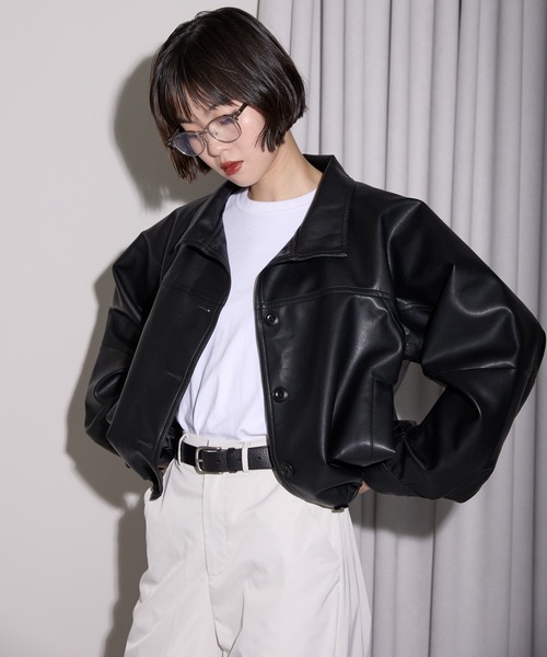 leimn(レイムン)の「2WAYフェイクレザージャケット(ブルゾン・レディース・ブラック・M)」の14枚目の写真