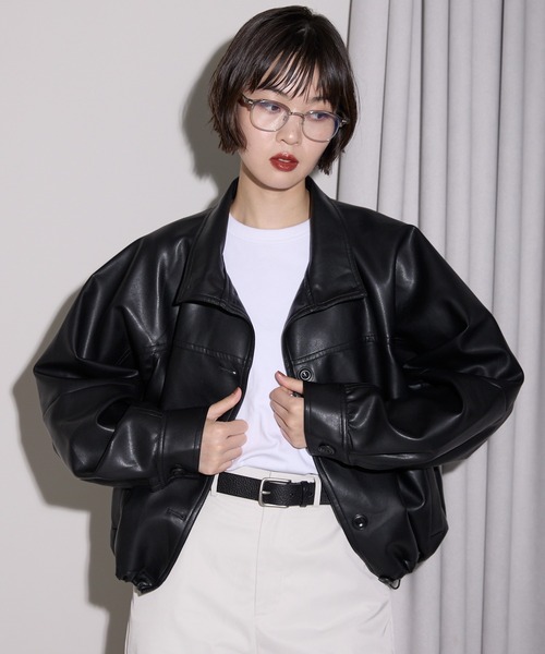 leimn(レイムン)の「2WAYフェイクレザージャケット(ブルゾン・レディース・ブラック・M)」の15枚目の写真