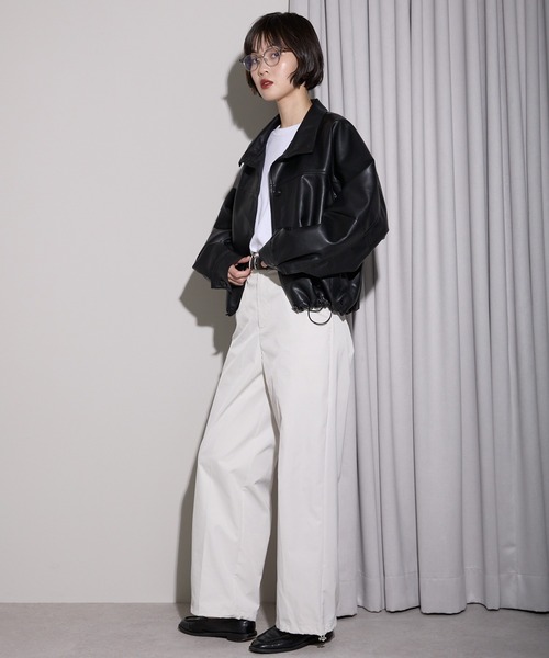 leimn(レイムン)の「2WAYフェイクレザージャケット(ブルゾン・レディース・ブラック・M)」の17枚目の写真