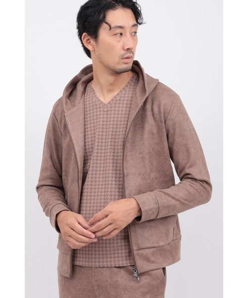 HIGH STREET(ハイストリート)の「フェイクスエードプリントパーカー(パーカー・メンズ・ベージュ/チャコールグレー/ブラック・MEDIUM/LARGE/LL)」の3枚目の写真