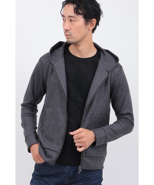 HIGH STREET(ハイストリート)の「フェイクスエードプリントパーカー(パーカー・メンズ・ベージュ/チャコールグレー/ブラック・MEDIUM/LARGE/LL)」の2枚目の写真