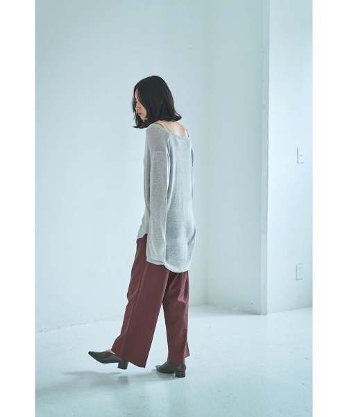 marjour（マージュール）の「STRETCH LINEN LIKE WIDE PANTS（その他パンツ・レディース・ブラウン・M）」の9枚目の写真