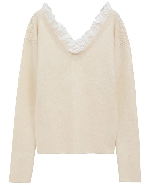 CLANE（クラネ）の「CLANE/クラネ/FRILL V NECK KNIT TOPS（ニット