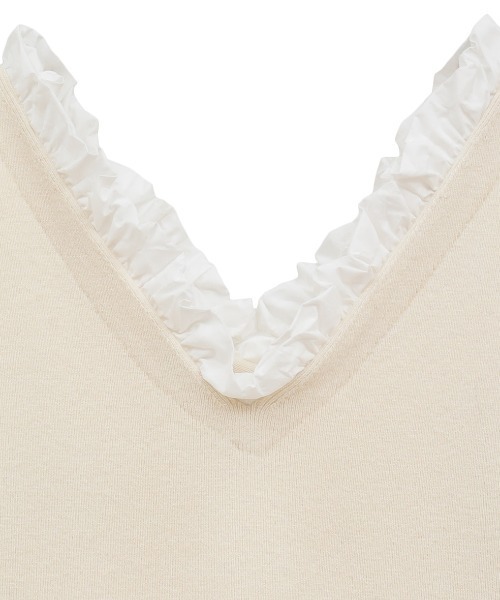 CLANE（クラネ）の「CLANE/クラネ/FRILL V NECK KNIT TOPS（ニット/セーター・レディース・グレー/ブラック/アイボリー・1）」の12枚目の写真