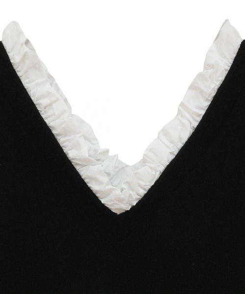 CLANE（クラネ）の「CLANE/クラネ/FRILL V NECK KNIT TOPS（ニット/セーター・レディース・グレー/ブラック/アイボリー・1）」の4枚目の写真