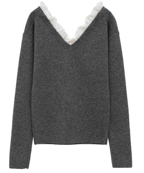 CLANE/クラネ/FRILL V NECK KNIT TOPS（ニット/セーター