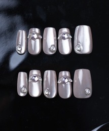 Vini（ヴィニ）の「ハイクオリティー  ネイルチップ パーツあり　/水光ネイル/マグネットネイル/ジェルネイル（ネイルシール/ネイルチップ）」