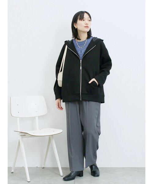 Samansa Mos2 blue（サマンサモスモスブルー）の「ダンボールフードジャケット（ノーカラージャケット・レディース・ブラック/ボルドー/キナリ・F）」の9枚目の写真