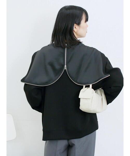 Samansa Mos2 blue（サマンサモスモスブルー）の「ダンボールフードジャケット（ノーカラージャケット・レディース・ブラック/ボルドー/キナリ・F）」の12枚目の写真