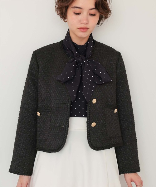 titivate（ティティベイト）の「ブレードツイードジャケット（ノーカラージャケット・レディース・オフホワイト/ブラック系その他/ブラック/ネイビー・L/M/S）」の9枚目の写真