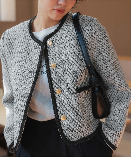 titivate（ティティベイト）の「ブレードツイードジャケット（ノーカラージャケット・レディース・オフホワイト/ブラック系その他/ブラック/ネイビー・L/M/S）」の16枚目の写真