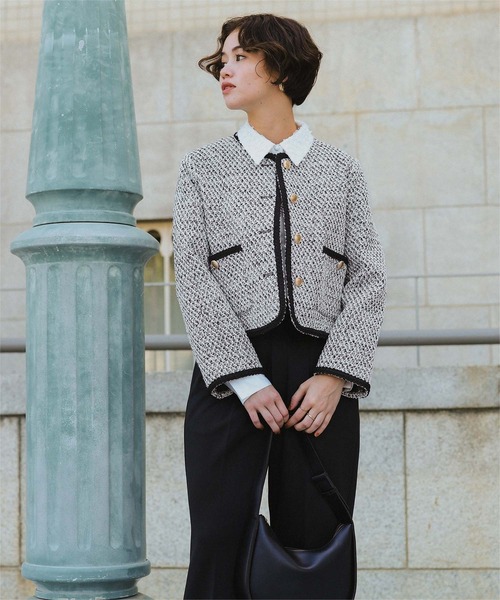 titivate（ティティベイト）の「ブレードツイードジャケット（ノーカラージャケット・レディース・オフホワイト/ブラック系その他/ブラック/ネイビー・L/M/S）」の20枚目の写真