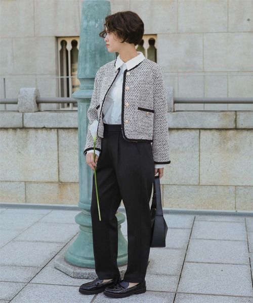 titivate（ティティベイト）の「ブレードツイードジャケット（ノーカラージャケット・レディース・オフホワイト/ブラック系その他/ブラック/ネイビー・L/M/S）」の21枚目の写真