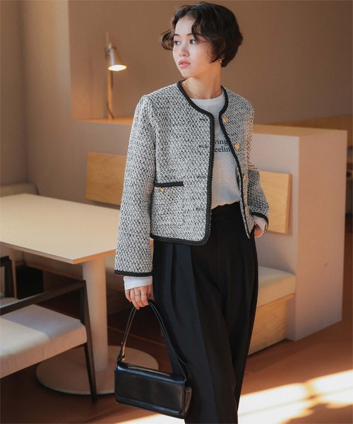 titivate（ティティベイト）の「ブレードツイードジャケット（ノーカラージャケット・レディース・オフホワイト/ブラック系その他/ブラック/ネイビー・L/M/S）」の17枚目の写真