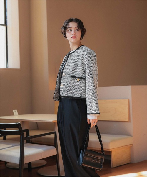 titivate（ティティベイト）の「ブレードツイードジャケット（ノーカラージャケット・レディース・オフホワイト/ブラック系その他/ブラック/ネイビー・L/M/S）」の18枚目の写真