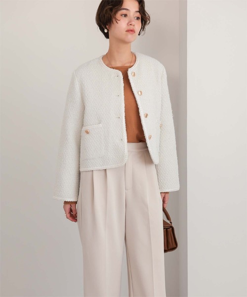 titivate（ティティベイト）の「ブレードツイードジャケット（ノーカラージャケット・レディース・オフホワイト/ブラック系その他/ブラック/ネイビー・L/M/S）」の6枚目の写真