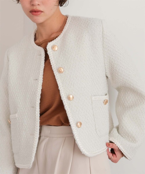 titivate（ティティベイト）の「ブレードツイードジャケット（ノーカラージャケット・レディース・オフホワイト/ブラック系その他/ブラック/ネイビー・L/M/S）」の7枚目の写真