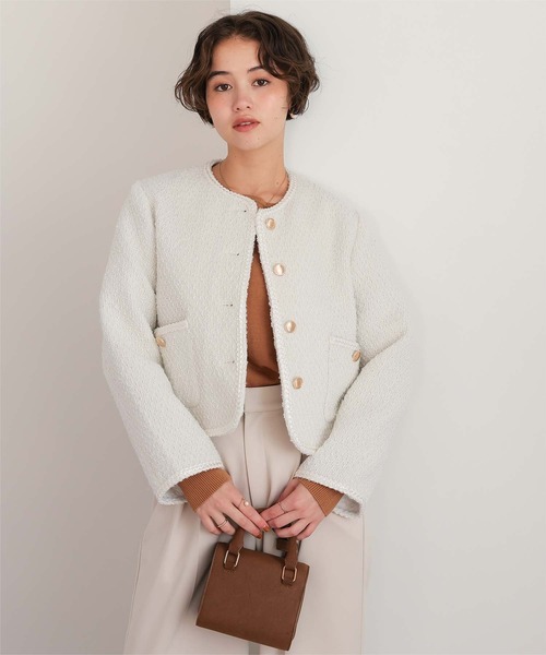 titivate（ティティベイト）の「ブレードツイードジャケット（ノーカラージャケット・レディース・オフホワイト/ブラック系その他/ブラック/ネイビー・L/M/S）」の8枚目の写真