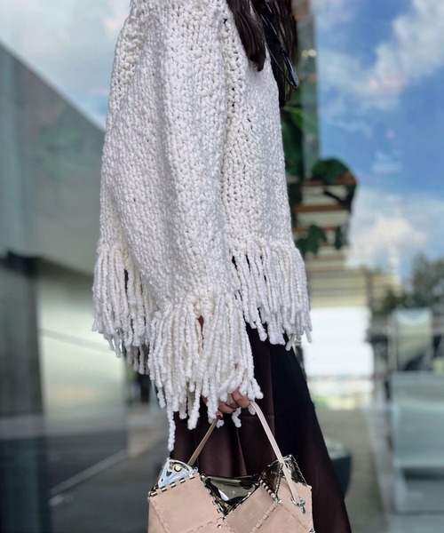 Scrap Book（スクラップブック）の「【IRONING】fringe po（ニット/セーター・レディース・ホワイト・FREE）」の5枚目の写真