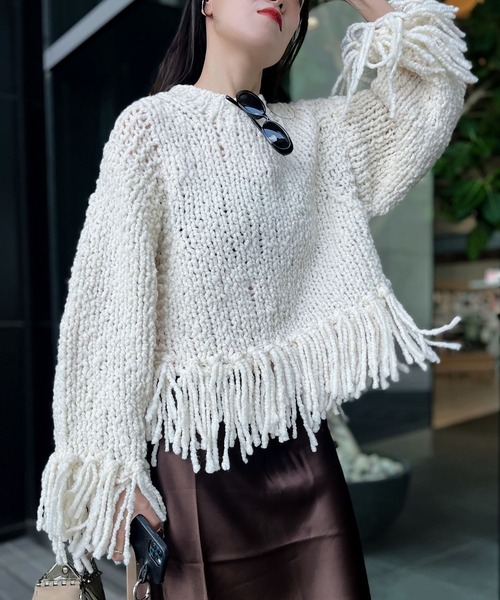 Scrap Book（スクラップブック）の「【IRONING】fringe po（ニット/セーター・レディース・ホワイト・FREE）」の4枚目の写真