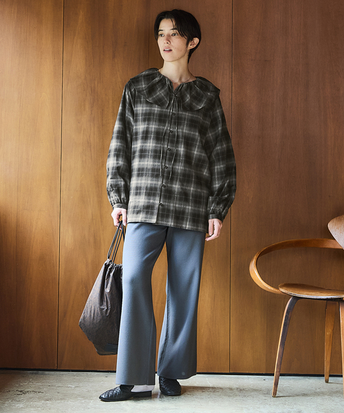 追加2》BLACK フリルチェックブラウス（シャツ/ブラウス）｜IENA