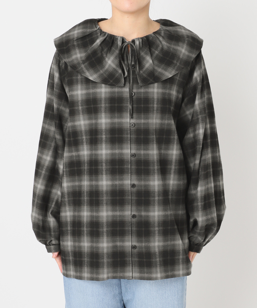 追加2》BLACK フリルチェックブラウス（シャツ/ブラウス）｜IENA