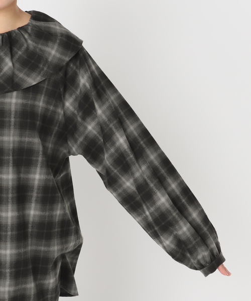 追加2》BLACK フリルチェックブラウス（シャツ/ブラウス）｜IENA