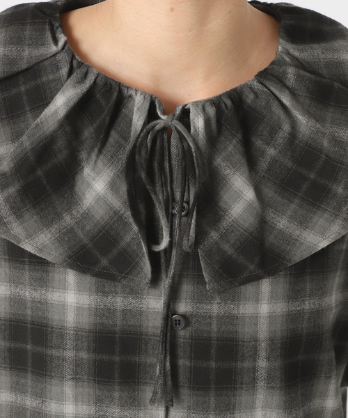 追加2》BLACK フリルチェックブラウス（シャツ/ブラウス）｜IENA