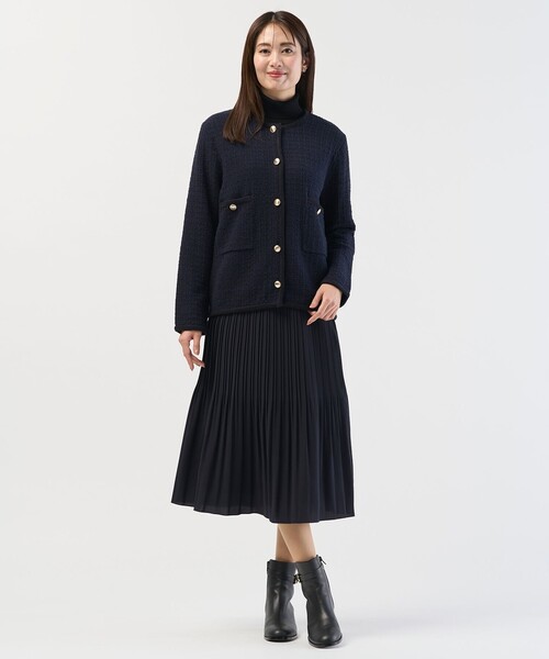 J.PRESS（ジェイプレス）の「NEW TWEED ニット ジャケット（ノーカラージャケット・レディース・ベージュ系5/ネイビー系/ライトグレー系5・T15/T13）」の8枚目の写真
