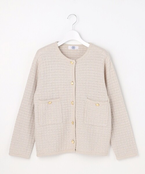 J.PRESS（ジェイプレス）の「NEW TWEED ニット ジャケット（ノーカラージャケット・レディース・ベージュ系5/ネイビー系/ライトグレー系5・T15/T13）」の12枚目の写真