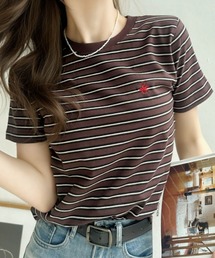 【BEVERLY HILLS POLO CLUB】ロゴ刺繍 ラウンドネック 半袖Tシャツ