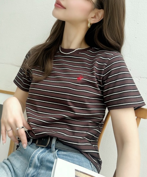 Ada.(エイダ)の「【BEVERLY HILLS POLO CLUB】ロゴ刺繍 ラウンドネック 半袖Tシャツ(Tシャツ/カットソー・レディース・ネイビー/チャコール/アイボリー・FREE)」の10枚目の写真