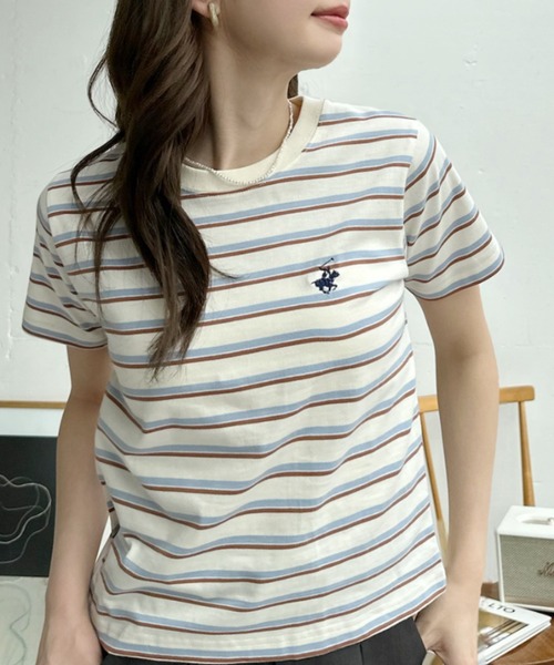 Ada.(エイダ)の「【BEVERLY HILLS POLO CLUB】ロゴ刺繍 ラウンドネック 半袖Tシャツ(Tシャツ/カットソー・レディース・ネイビー/チャコール/アイボリー・FREE)」の20枚目の写真