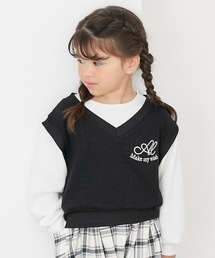 QUNTSTYLE（キュントスタイル）の「ふくれジャガードドッキングトップス（ベスト・キッズ）」