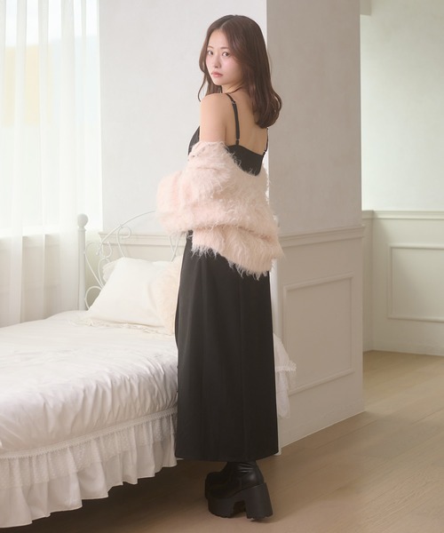 Ambre Neige(アンブルネージュ)の「front button slit camisole dress / フロントボタンスリットキャミワンピース(ワンピース・レディース・ブラック/ブラウン系その他/ネイビー・FREE)」の7枚目の写真