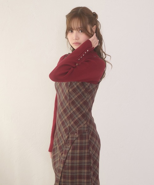 Ambre Neige(アンブルネージュ)の「front button slit camisole dress / フロントボタンスリットキャミワンピース(ワンピース・レディース・ブラック/ブラウン系その他/ネイビー・FREE)」の19枚目の写真