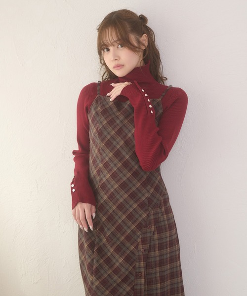 Ambre Neige(アンブルネージュ)の「front button slit camisole dress / フロントボタンスリットキャミワンピース(ワンピース・レディース・ブラック/ブラウン系その他/ネイビー・FREE)」の20枚目の写真