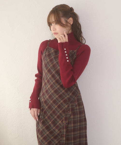 Ambre Neige(アンブルネージュ)の「front button slit camisole dress / フロントボタンスリットキャミワンピース(ワンピース・レディース・ブラック/ブラウン系その他/ネイビー・FREE)」の21枚目の写真