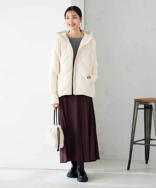 a.v.v（アーヴェヴェ）の「キルトニットドッキングジャケット（その他アウター・レディース・ブラック/アイボリー・40/36/38/34/42）」の6枚目の写真