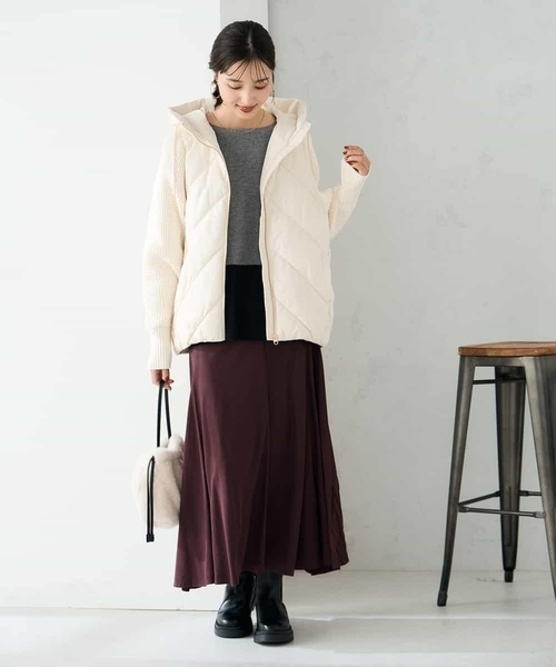 a.v.v（アーヴェヴェ）の「キルトニットドッキングジャケット（その他アウター・レディース・ブラック/アイボリー・40/36/38/34/42）」の7枚目の写真